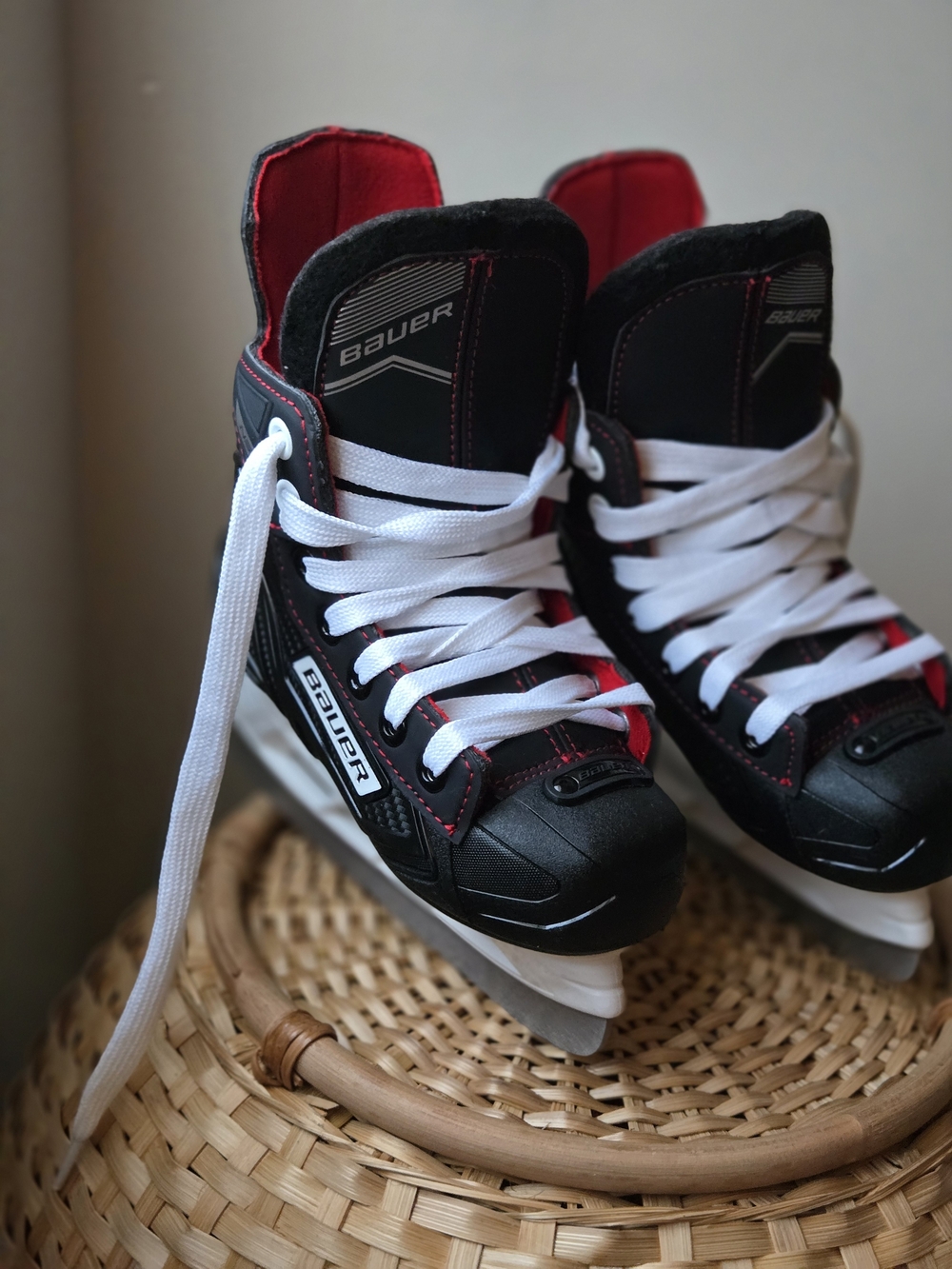 Bauer Kids Black and Red Ice Hockey Skates